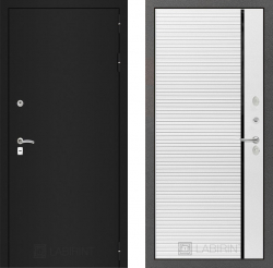 Входная дверь Лабиринт Classic шагрень черная 22 Белый софт