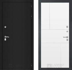 Входная дверь Лабиринт Classic шагрень черная 21 Белый софт