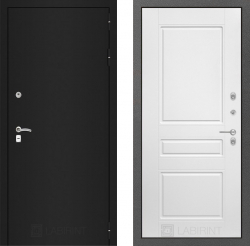Входная дверь Лабиринт Classic шагрень черная 03 Белый софт