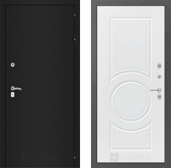 Входная дверь Лабиринт Classic шагрень черная 23 Белый софт