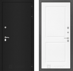 Входная дверь Лабиринт Classic шагрень черная 11 Белый софт