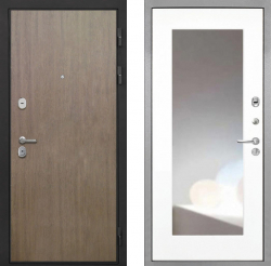 Входная дверь Интекрон Гектор Венге Коричневый ФЛЗ-120-М Зеркало Белый матовый